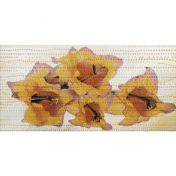 Декор керамический настенный, бежевый, цветы, 25х50 см FIORE CERAMICA Ito Iris ochra decor (1915)