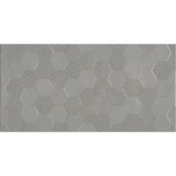 Керамическая плитка настенная, серая, 30х60 см KALE Grafen Hexagon Grey (Rm-8299)