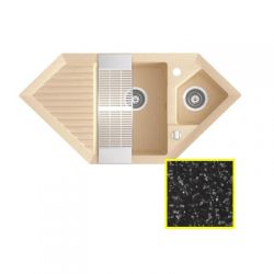 Гранитная кухонная мойка 1,5 чаши, цвет черный, 1000х500х200 мм MARMORIN Cire (375613002)