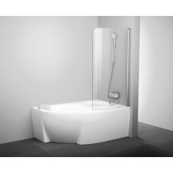 Шторка для ванны полированный алюминий+Transparent RAVAK Rosa CVSK1 140/150 L (7QLM0C00Y1)