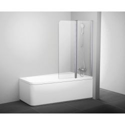 Шторка для ванны двухэлементная белый+Transparentt RAVAK 10°  10CVS2-100 R (7QRA0103Z1)